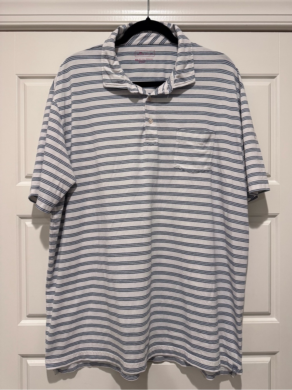 Peter Millar XXL White Striped Short Sleeve Golf Polo - Size XXL